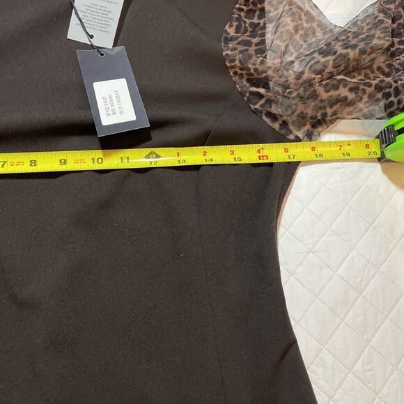 MIM'S CREAZIONI  Chocolate Leopard Sleeves Cocktail Party Dress Italy Sz M NWT - Picture 8 of 11